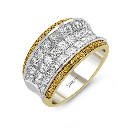 Simon G. Three-Row Princess & Yellow Diamond Ring