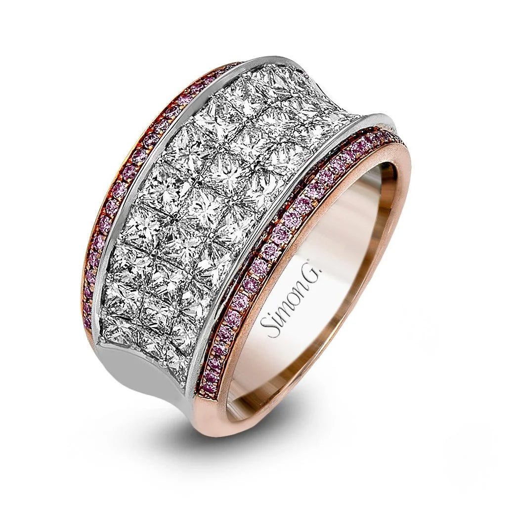 Simon G. Three-Row Princess & Yellow Diamond Ring