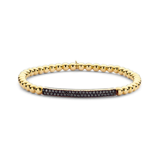 Hulchi Belluni 18K Yellow Gold 2 Row Black Diamond Bar Tresore Stretch Bracelet