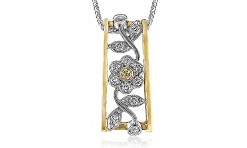 Simon G. pendant with white and yellow gold floral design