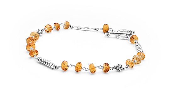 Silver bracelet by LAGOS featuring vibrant orange beads